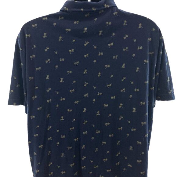 Jachs New York Large Navy Blue w/ Olive Palm Trees Pima Cotton Polo Shirt - Picture 3 of 6